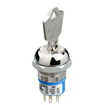 APEM Keylock Switch, SP3T, 4A 3-Way Common-Key 