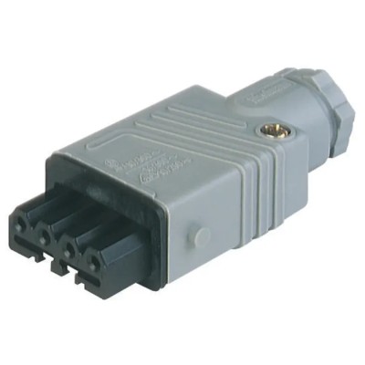 Hirschmann Industrial Power Connector 4P+PE, IP54 Rated, 10A, 400V, Grey Cable Mount ST Series 