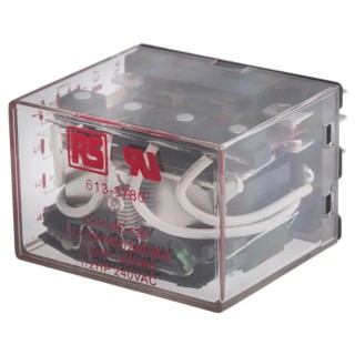RS PRO Plug-in Power Relay 12V DC Coil 12A Switching Current 4PDT 1.5W Coil Power 40.8x27.4x35mm 613-3780
