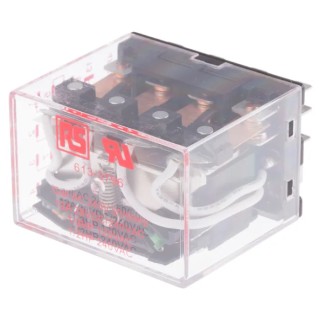 RS PRO Plug-in Power Relay 240V AC Coil 12A Switching Current 4PDT 613-3796