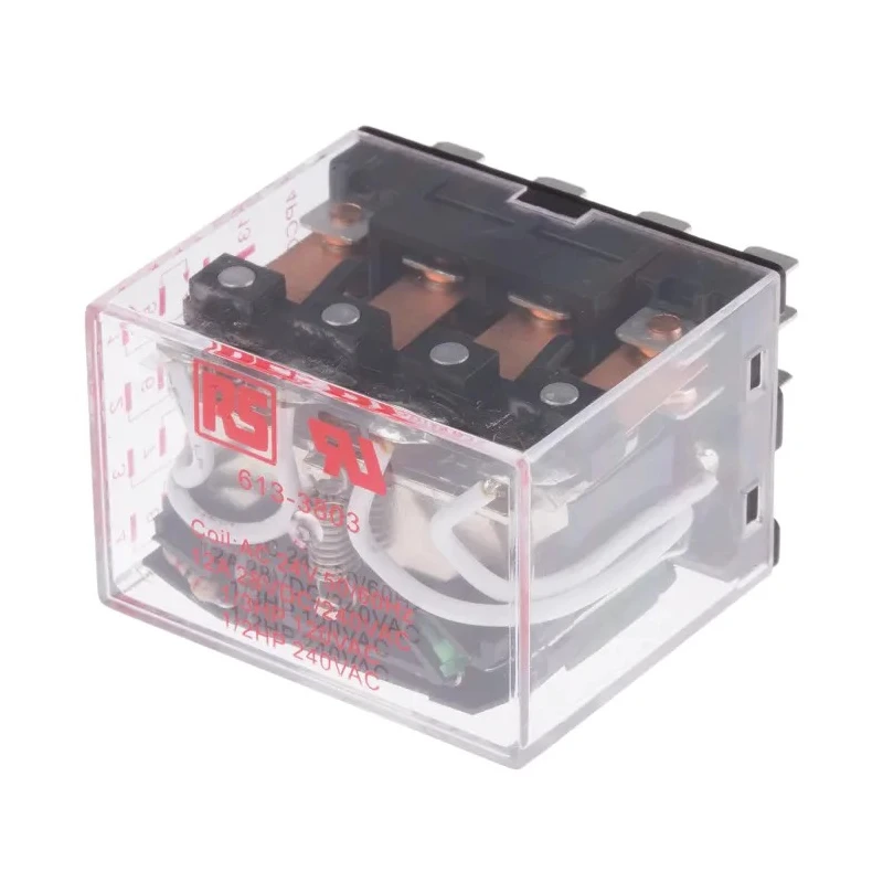 RS PRO Plug-in Power Relay 24V AC Coil, 12A Switching Current, 4PDT 613-3803