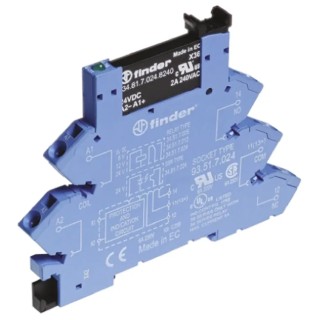 Finder Interface Relay DIN Rail Mount 6V Coil SPST 2A Switching Current 33V DC Coil 38.91.7.006.9024