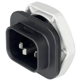 Schurter S16 Straight Panel Mount IEC Connector 250V AC 15A Male 3 Pole Solder Termination 4312.0002