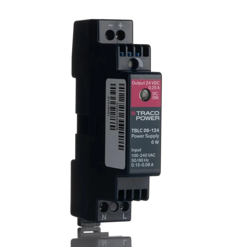 TRACOPOWER TBLC 06-124 Switched Mode DIN Rail Power Supply 264V AC Input 28V DC, 250mA Output, 6W Power
