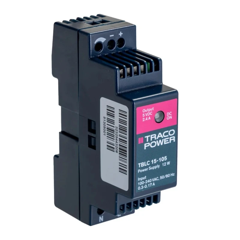 TRACOPOWER TBLC 15-105 DIN Rail Power Supply 264V AC Input 5.5V DC 2.4A Output 12W