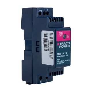 TRACOPOWER Switched Mode DIN Rail Power Supply 85-264V AC Input, 16V DC, 1.25A Output, 15W TBLC 15-112