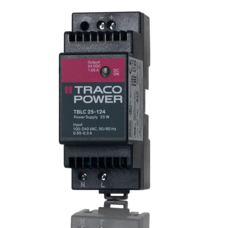 TRACOPOWER TBLC Switched Mode DIN Rail Power Supply 85-264V AC Input 28V DC 1.05A 25W TBLC 25-124