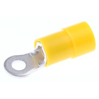 RS PRO Insulated Vinyl Ring Terminal, M3 Stud Size, Yellow, Compatible with 12 AWG to 10 AWG Wire Sizes 613-9334