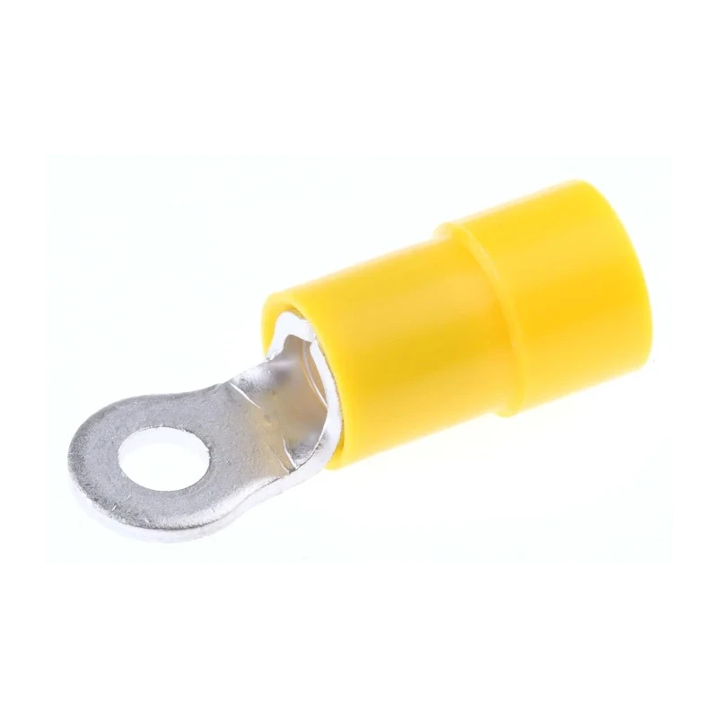 RS PRO Insulated Vinyl Ring Terminal, M3 Stud Size, Yellow, Compatible with 12 AWG to 10 AWG Wire Sizes 613-9334