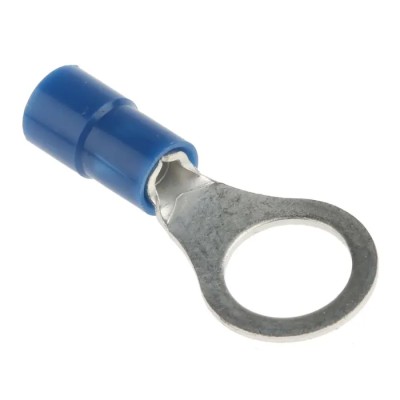 RS PRO Insulated Ring Terminal M8 Stud Size 16 AWG 14 AWG Wire Size Vinyl Blue Copper Tin Plated 613-9362