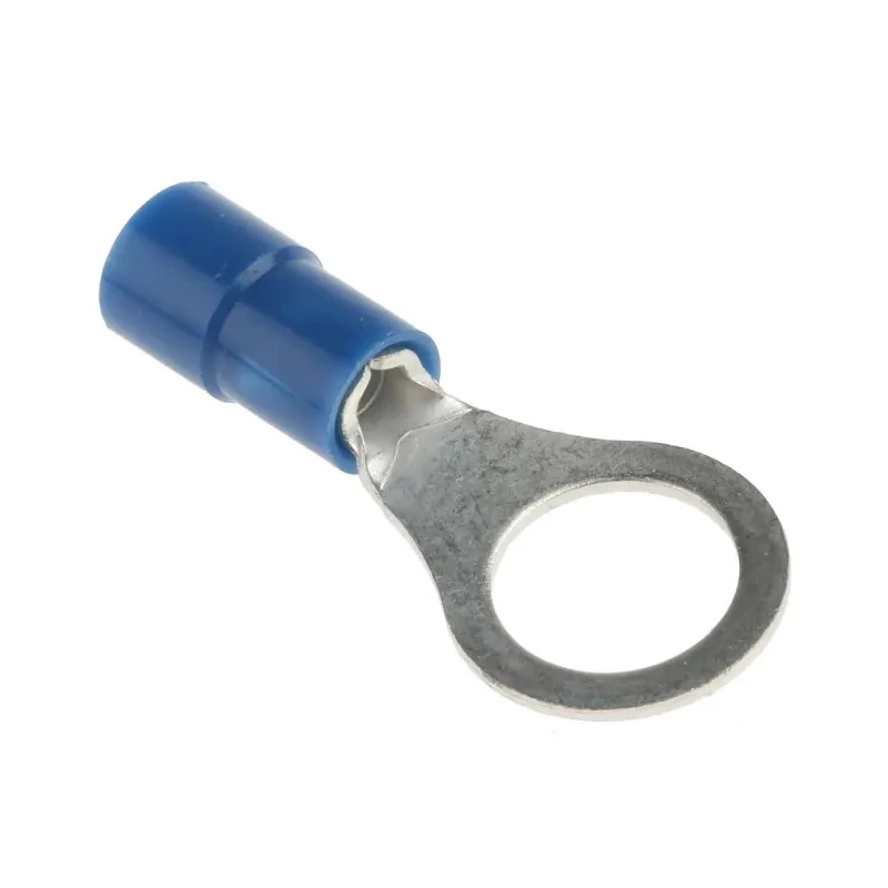 RS PRO Insulated Ring Terminal M8 Stud Size 16 AWG 14 AWG Wire Size Vinyl Blue Copper Tin Plated 613-9362