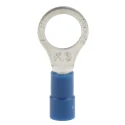 RS PRO Insulated Ring Terminal M8 Stud Size 16 AWG 14 AWG Wire Size Vinyl Blue Copper Tin Plated 613-9362