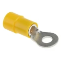 RS PRO Insulated Ring Terminal, Yellow Vinyl Insulation, M4 Stud Size, 12 AWG to 10 AWG Wire Size, Tin Plated 613-9378