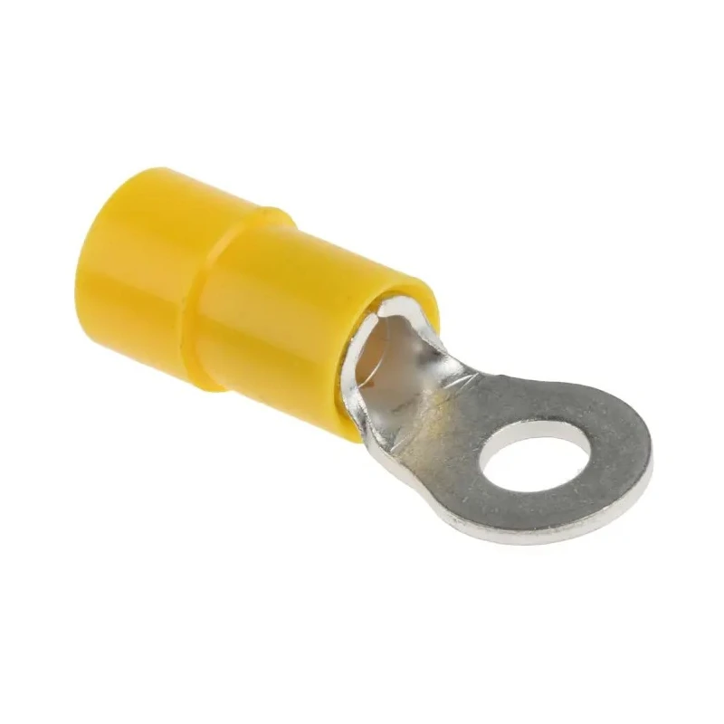 RS PRO Insulated Ring Terminal, Yellow Vinyl Insulation, M4 Stud Size, 12 AWG to 10 AWG Wire Size, Tin Plated 613-9378