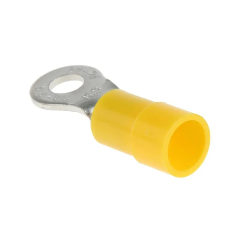 RS PRO Insulated Ring Terminal, Yellow Vinyl Insulation, M4 Stud Size, 12 AWG to 10 AWG Wire Size, Tin Plated 613-9378