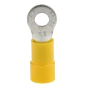 RS PRO Insulated Ring Terminal, Yellow Vinyl Insulation, M4 Stud Size, 12 AWG to 10 AWG Wire Size, Tin Plated 613-9378