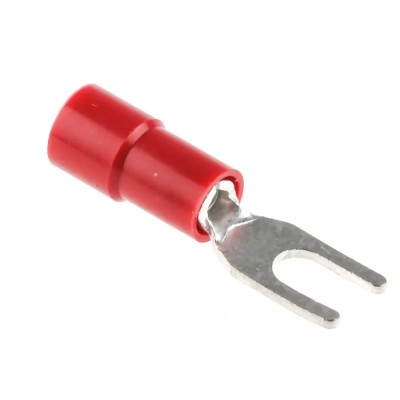 RS PRO Insulated Fork Terminal 22 AWG to 16 AWG 3.2 mm Stud Size Vinyl Red 613-9384