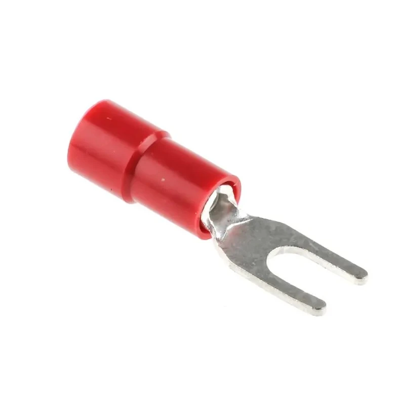 RS PRO Insulated Fork Terminal 22 AWG to 16 AWG 3.2 mm Stud Size Vinyl Red 613-9384