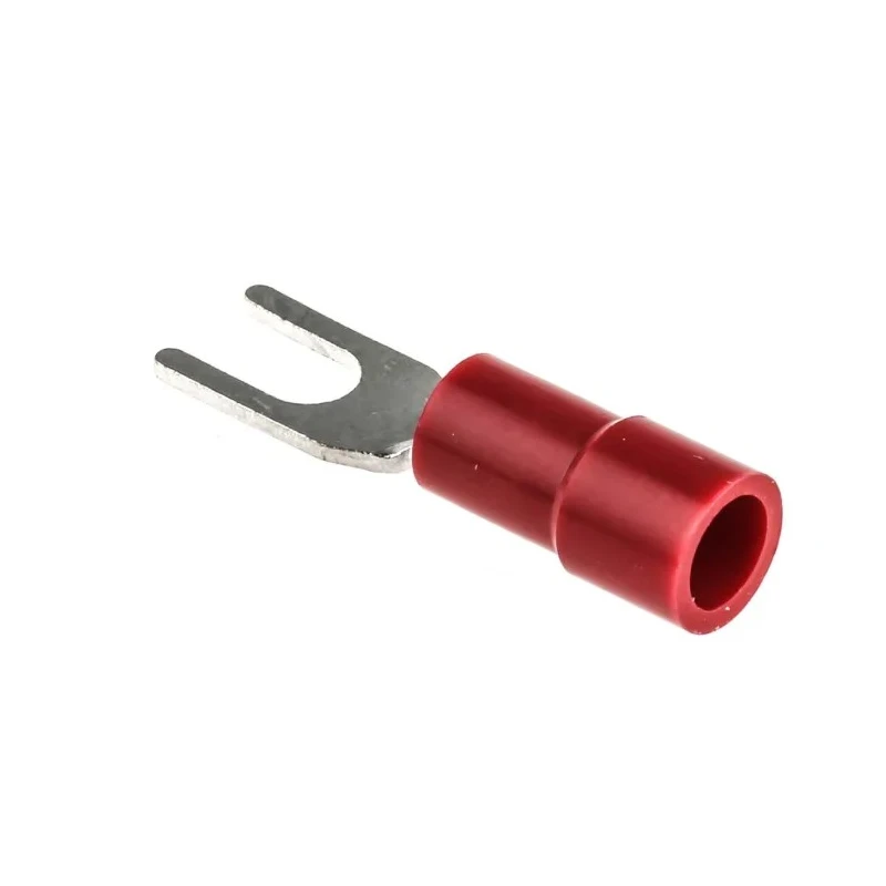 RS PRO Insulated Fork Terminal 22 AWG to 16 AWG 3.2 mm Stud Size Vinyl Red 613-9384