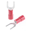 RS PRO Insulated Fork Terminal, Vinyl Insulation, 22 AWG to 16 AWG Wire Size, M5 Stud Size, Red, 0.75 mm Thickness 613-9491