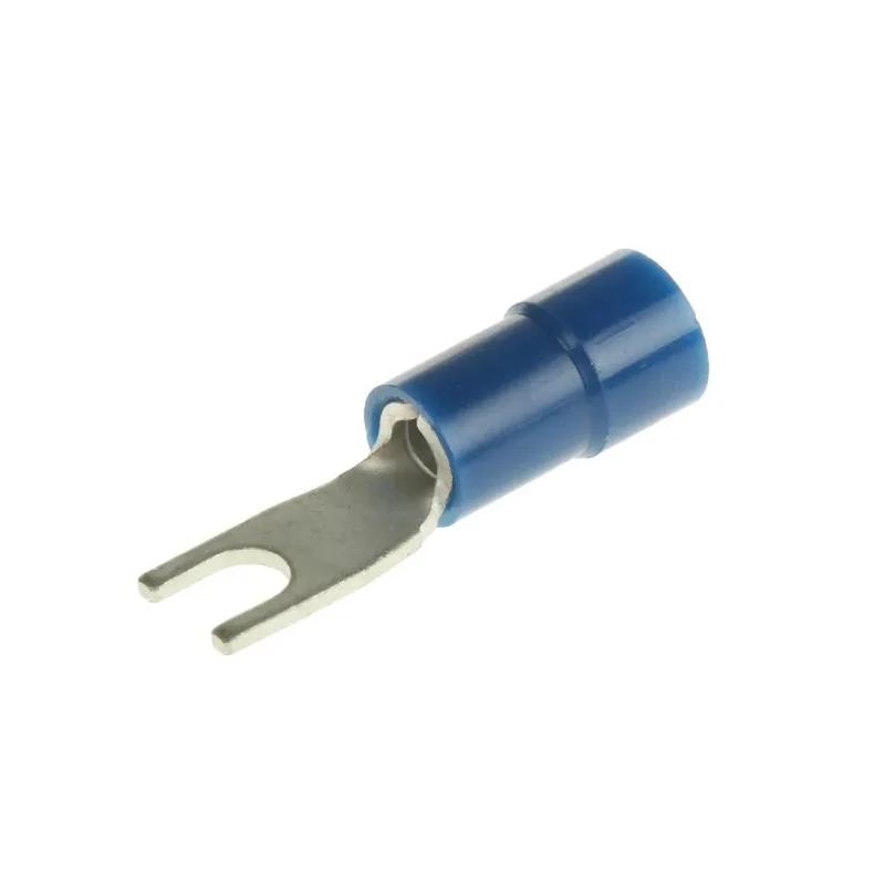 RS PRO Insulated Fork Terminal, 16 AWG to 14 AWG, 3.2 mm Stud Size, Vinyl Insulation, Blue, Model 613-9520