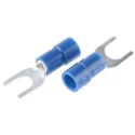 RS PRO Insulated Fork Terminal Vinyl Blue, 16 AWG to 14 AWG Wire Size, 5.3 mm Stud Size, Copper Tin Plated Contact 613-9514