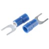 RS PRO Insulated Fork Terminal Vinyl Blue, 16 AWG to 14 AWG Wire Size, 5.3 mm Stud Size, Copper Tin Plated Contact 613-9514