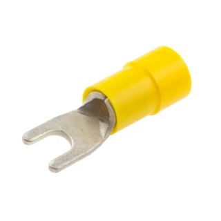 RS PRO Insulated Fork Terminal 12 AWG to 10 AWG Vinyl Insulation M3.5 Stud Size Yellow 613-9536