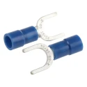 RS PRO Insulated Fork Terminal, 16 AWG to 14 AWG, M6 Stud Size, Vinyl Insulation, Blue 613-9542