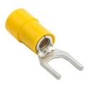 RS PRO Insulated Fork Terminal 12 AWG to 10 AWG M6 Stud Size Vinyl Insulation Yellow 613-9570