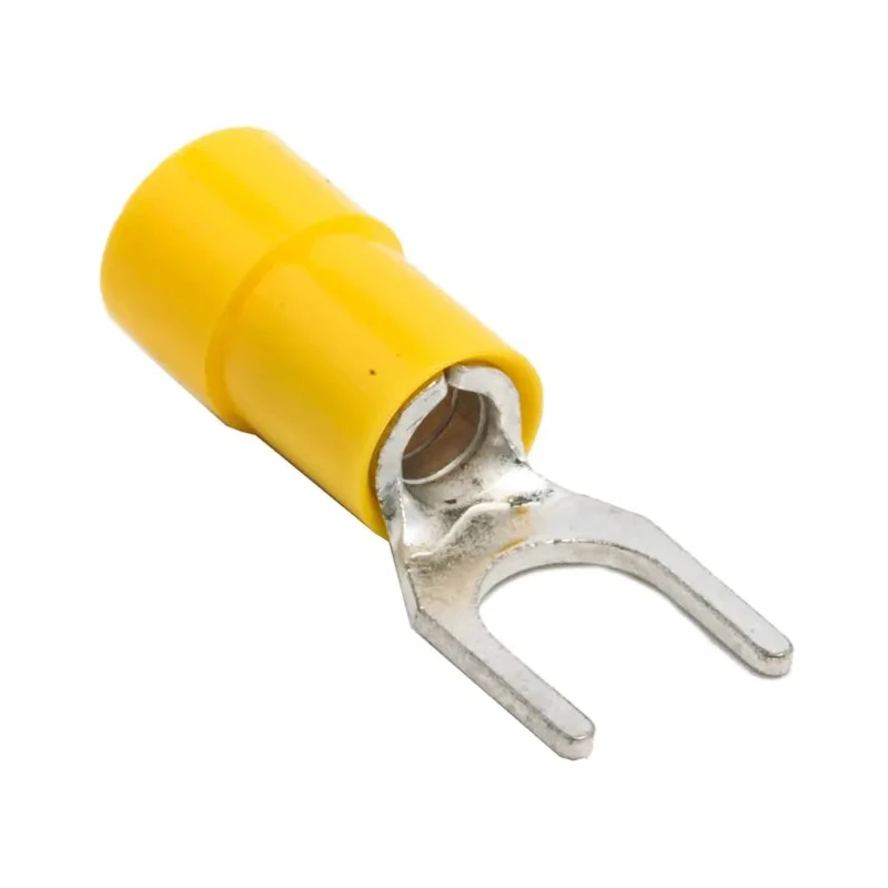 RS PRO Insulated Fork Terminal 12 AWG to 10 AWG M6 Stud Size Vinyl Insulation Yellow 613-9570