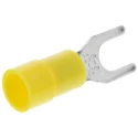 RS PRO Insulated Fork Terminal, 12 AWG to 10 AWG, M5 Stud Size, Vinyl Insulation, Yellow 613-9586