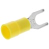 RS PRO Insulated Fork Terminal, 12 AWG to 10 AWG, M5 Stud Size, Vinyl Insulation, Yellow 613-9586