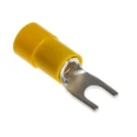 RS PRO Insulated Fork Terminal, 12 AWG to 10 AWG, 4.3 mm Stud Size Vinyl Yellow 613-9564