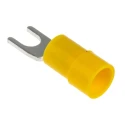 RS PRO Insulated Fork Terminal, 12 AWG to 10 AWG, 4.3 mm Stud Size Vinyl Yellow 613-9564