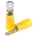 RS PRO Yellow Insulated Male Spade Connector Crimp 6.35 x 0.8 mm Tab Size 12 AWG to 10 AWG 613-9693