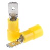 RS PRO Yellow Insulated Male Spade Connector Crimp 6.35 x 0.8 mm Tab Size 12 AWG to 10 AWG 613-9693
