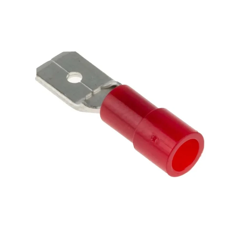 RS PRO Red Insulated Male Spade Connector Crimp, 6.35 x 0.8 mm Tab Size, 22 AWG to 16 AWG 613-9744