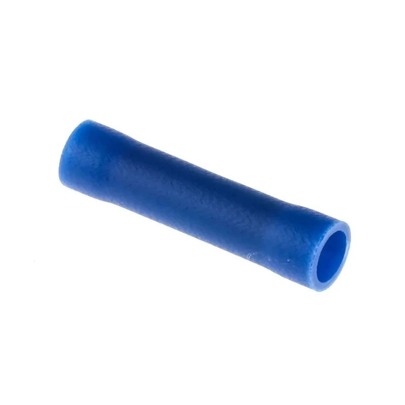 RS PRO Butt Splice Connector, Blue, Insulated, Tin Plated Copper, 14 AWG Crimp Terminal 613-9788