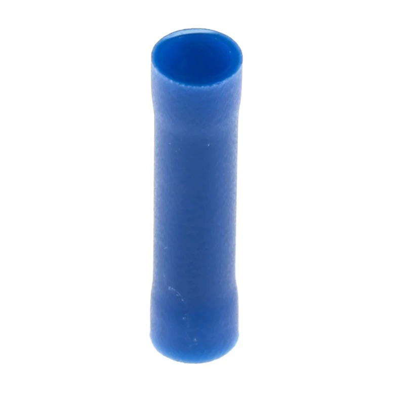 RS PRO Butt Splice Connector, Blue, Insulated, Tin Plated Copper, 14 AWG Crimp Terminal 613-9788