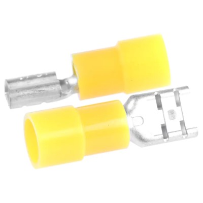 RS PRO Yellow Insulated Female Spade Connector Crimp 6.35 x 0.8 mm Tab Size 12 AWG to 10 AWG 613-9930