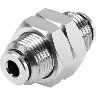Festo Pneumatic Fitting Push-in 6 mm Connector A, 6 mm Connector B, Fluoropolymer, High Alloy Stainless NPQH-H-Q6-E-P10