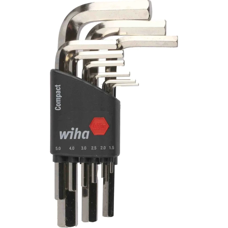 Wiha 9 Piece L Metric Hex Key Set Hex Size 1.5 to 10 mm Chrome Vanadium Steel 01174