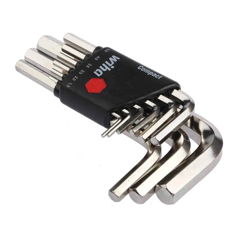Wiha 9 Piece L Metric Hex Key Set Hex Size 1.5 to 10 mm Chrome Vanadium Steel 01174