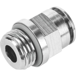 Festo Pneumatic Fitting 6mm Push-in Male Threaded-to-Tube Connection G 1/8, Brass Nickel Finish NPQH-D-G18-Q6-P10