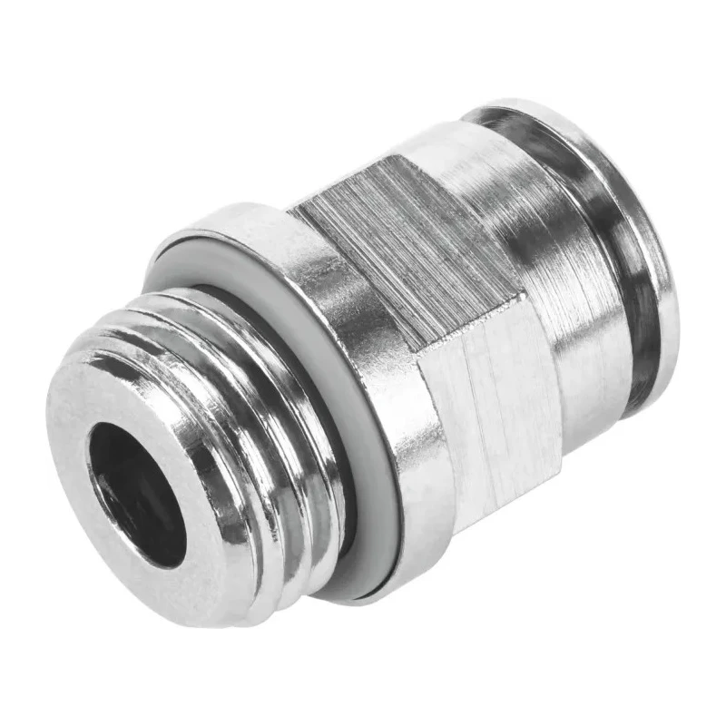 Festo Pneumatic Fitting 6mm Push-in Male Threaded-to-Tube Connection G 1/8, Brass Nickel Finish NPQH-D-G18-Q6-P10