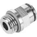 Festo Pneumatic Fitting Push-in Male Threaded-to-Tube 12mm Push In, 3/8 in G, Brass Nickel Finish NPQH-D-G38-Q12-P10