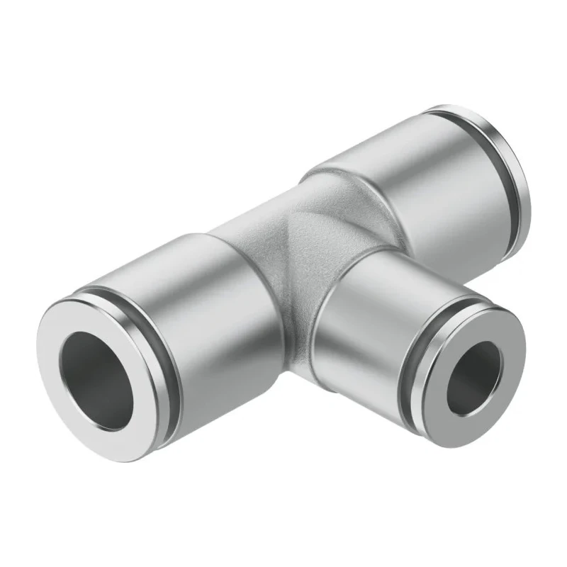Festo Pneumatic Fitting Push-In T Connector 8 mm 20 Bar Brass Nickel Plated NPQH-T-Q8-Q6-P10