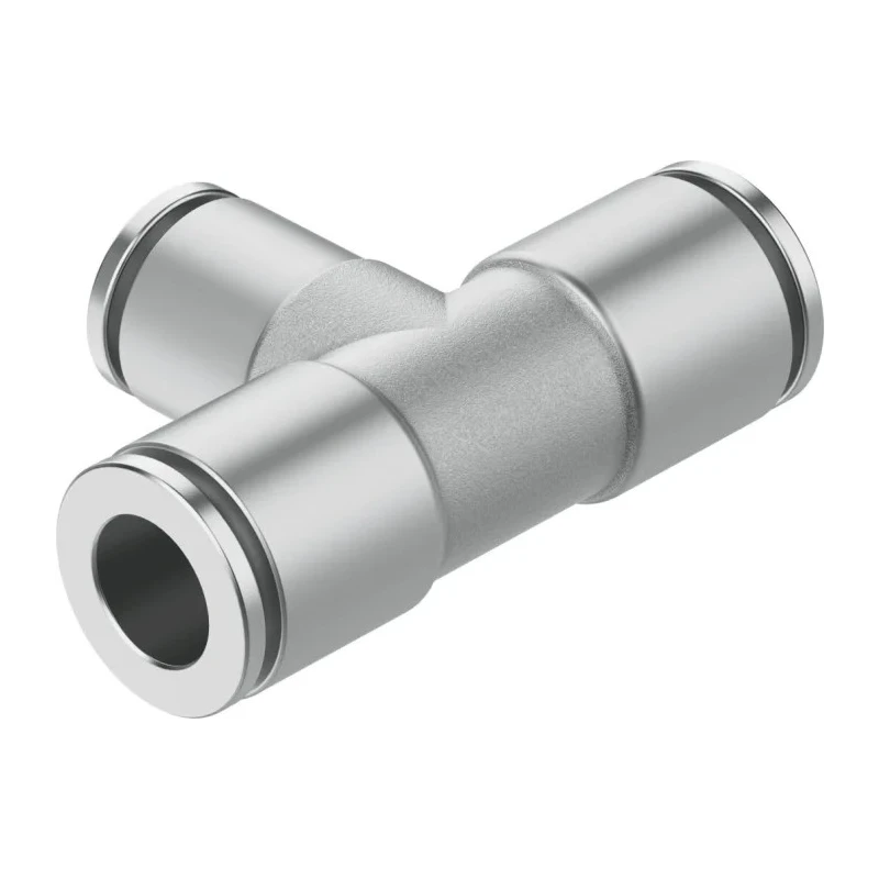 Festo Pneumatic Fitting Push-In T Connector 8 mm 20 Bar Brass Nickel Plated NPQH-T-Q8-Q6-P10