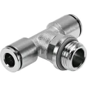 Festo Nickel Plated Brass Pneumatic Fitting Push-in 6 mm Threaded-to-Tube Maximum Pressure 20 bar NPQH-T-G14-Q6-P10